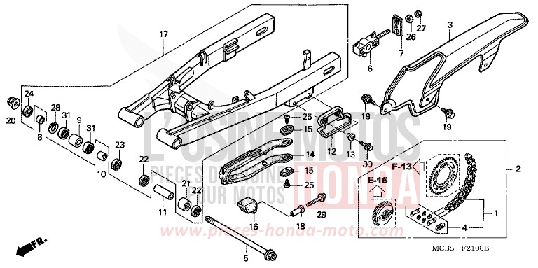 SWINGARM/CHAIN CASE for Transalp 650 BLACK (NH1) from 2005